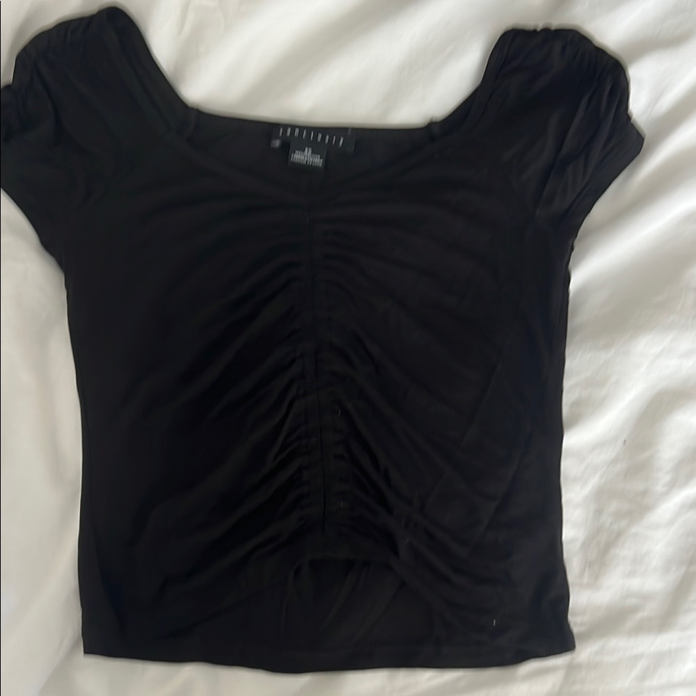 Sanctuary Black Gathered Short Sleeve Top